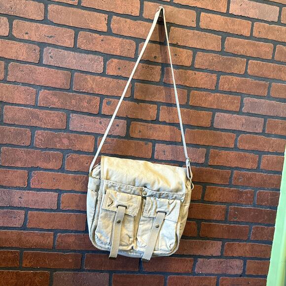 Arizona Y2K Tan Cargo Purse Messenger Bag 90s Rare Pockets Crossbody Satchel - Picture 2 of 16